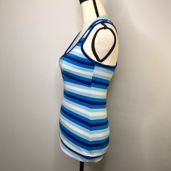 Lucy Blue and White Stripe Workout Top Size XS - Picture 4 of 8